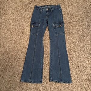 🖤WILD FABLE BLUE LOW-RISE CARGO FLARE JEANS SIZE 2🖤